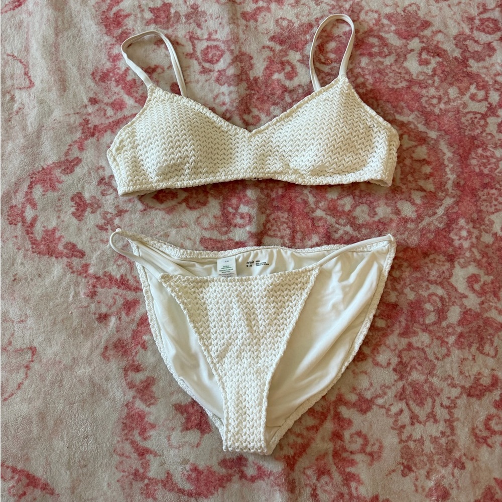 Aerie White Textured Bikini Set